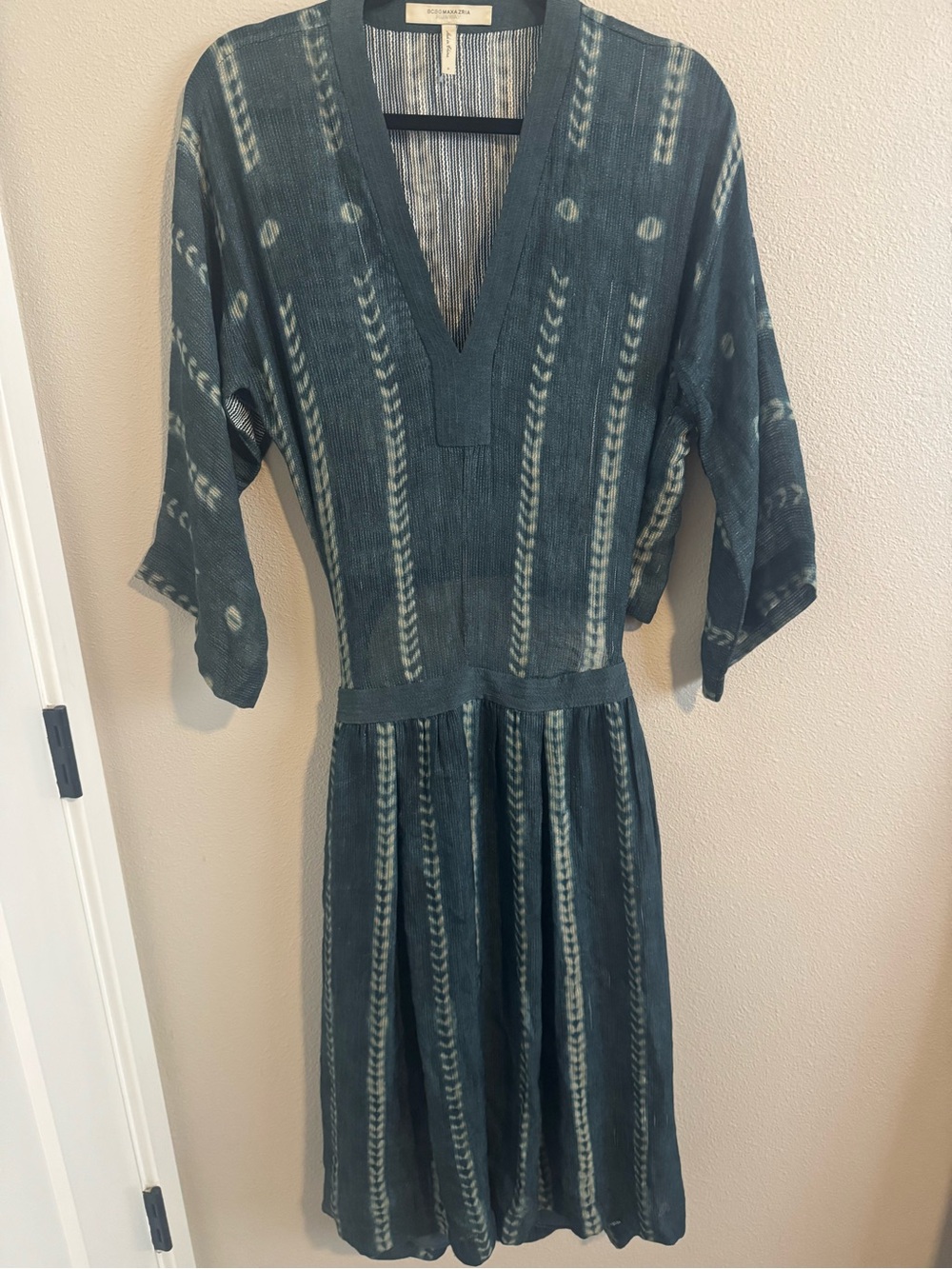 BCBG MAXAZRIA Runway Shibori Indigo Blue Printed Dress - Size S